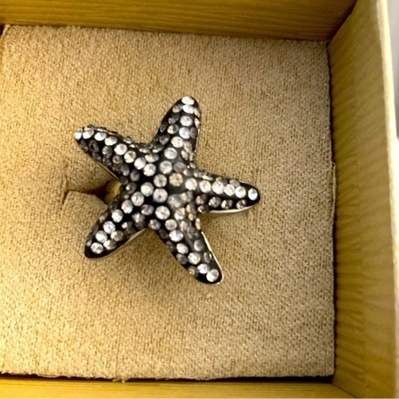 Starfish Ring, CZ/black rhodium/rhodium over stainless steel, size 6 - Picture 3 of 8